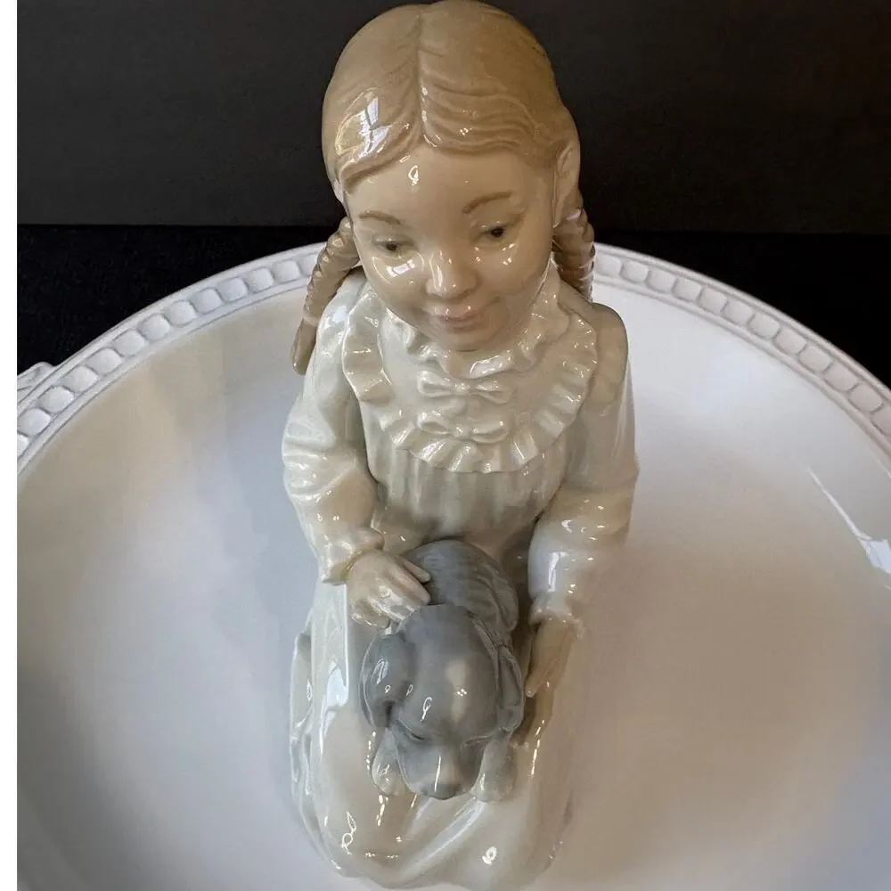 NAO by Lladro Kneeling Girl with Puppy Dog Figurine